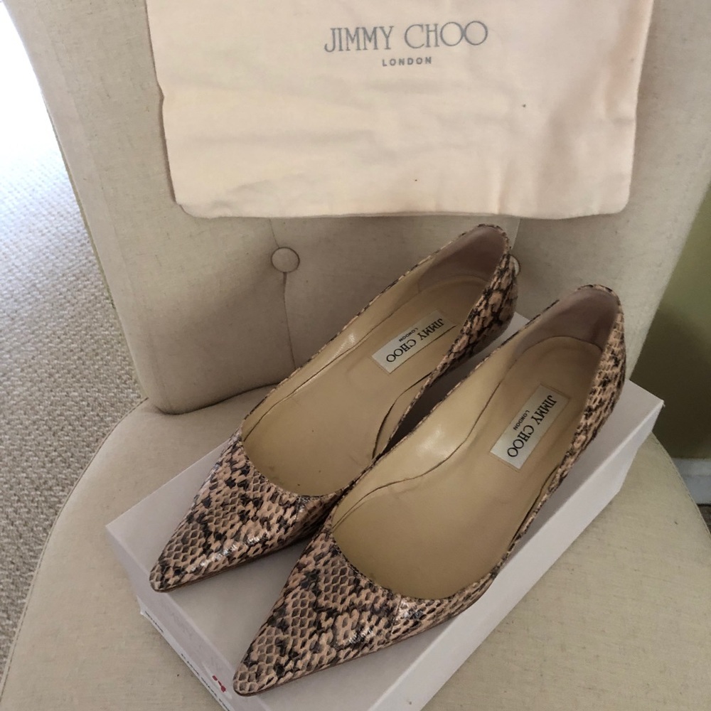 Jimmy Choo Amelia Light Pink Snakeskin, Size 7